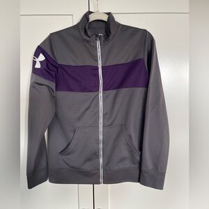 Under Armour Gray Purple Full Zip Athletic Jacket Semi-Fitted | Men’s Small